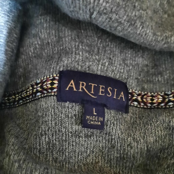 Artesia Women's L Gray Ribbed Cowl Neck Pullover Tight Knit Stretchy Sweater - Picture 5 of 6